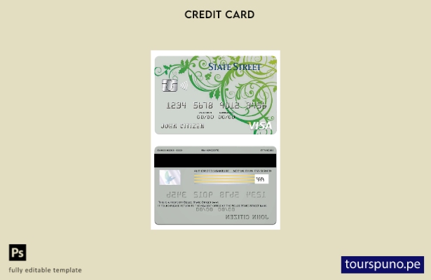 lista para imprimir plantilla de tarjeta visa del banco State Street de Belice